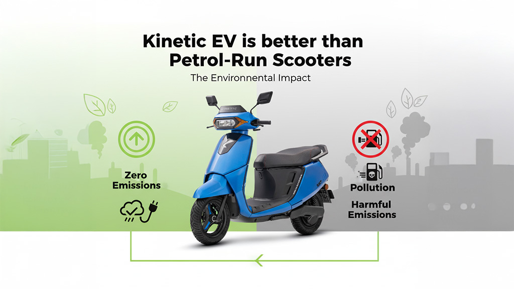 Kinetic EV scooter compared with petrol-run scooter for environmental impact